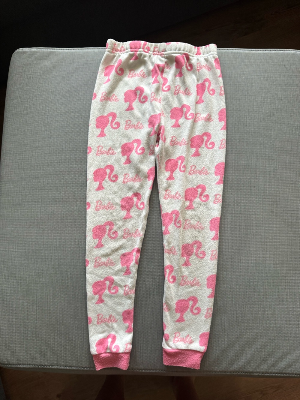 Barbie Pink and White Girls Pajama Bottoms - Barbie Silhouette Print